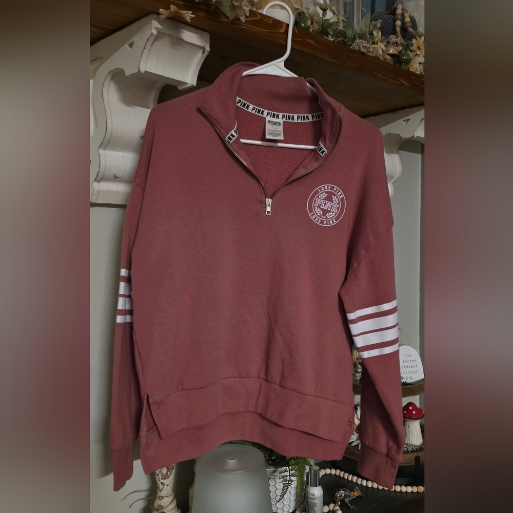 PINK Victoria's Secret Zip-Up Sweater - Dusty Rose